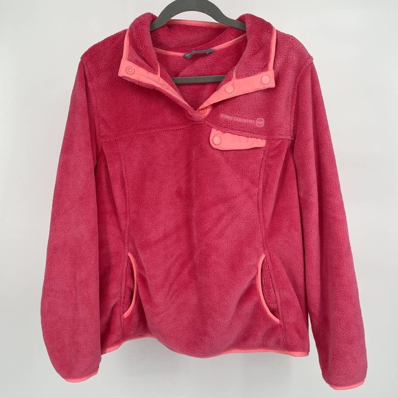 Free Country Pink Fleece Quart Snap Sweatshirt XL B-021